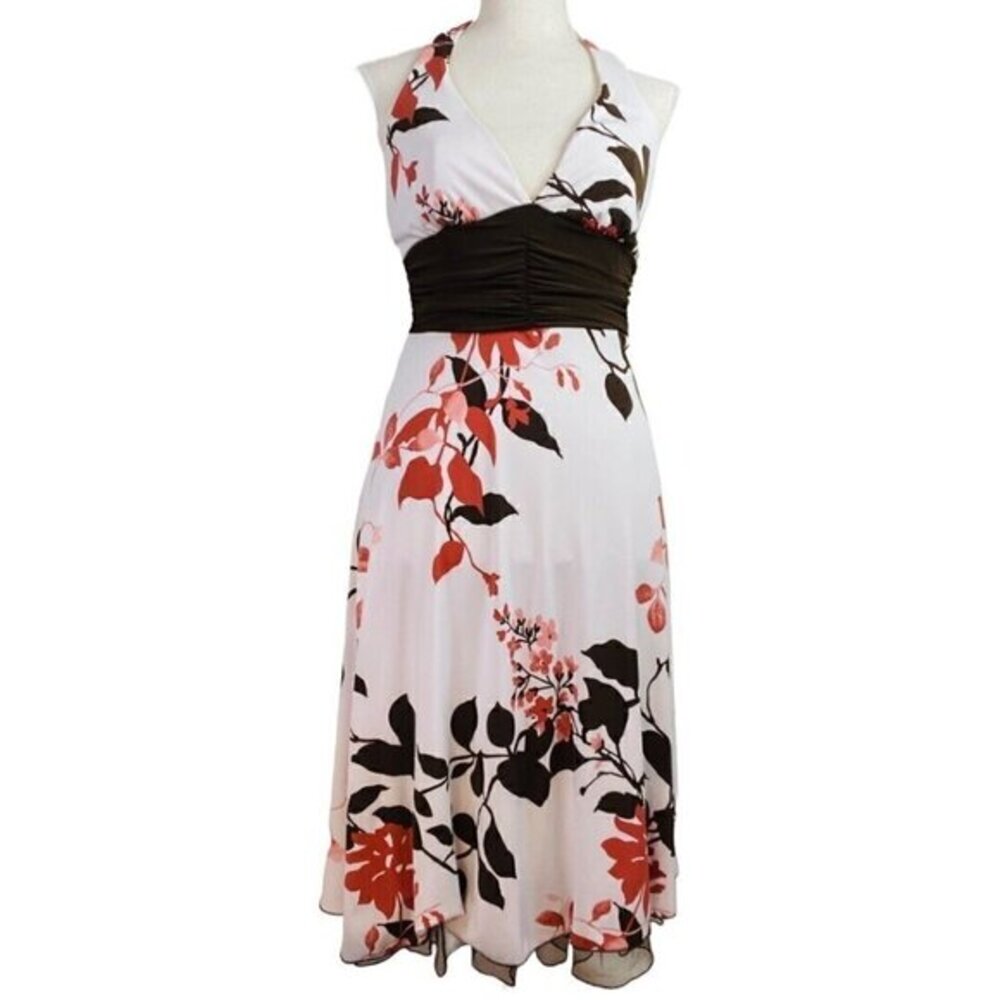 Speechless Floral Cherry Blossom Halter Tie Midi Dress Small